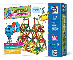 Конструктор магнитный в коробке, 89 элементов, 3 типа элементов (Kribly Boo, 1107_KRIBLY_BOO)